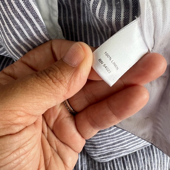 Banana Republic Navy White Striped Martin Fit Pants 100% Linen size 4 Nautical - Picture 7 of 7